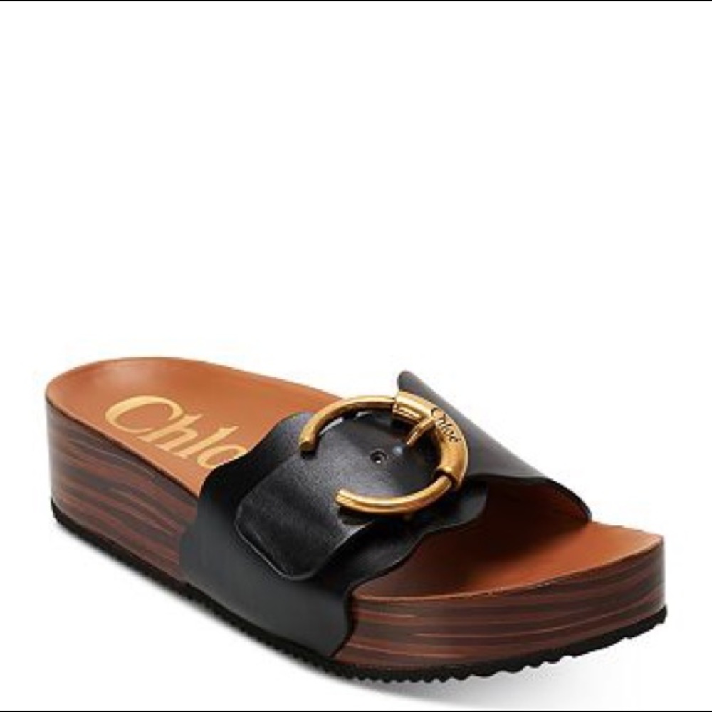 Chloe Ingrid Slide Sandal Buckle Platform Lauren US 6 EU 36 EUC